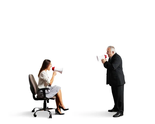 Hombre mayor gritando a la mujer de negocios — Foto de Stock