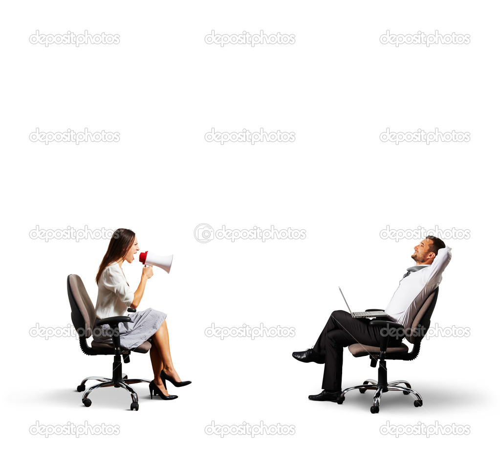 man listening angry woman