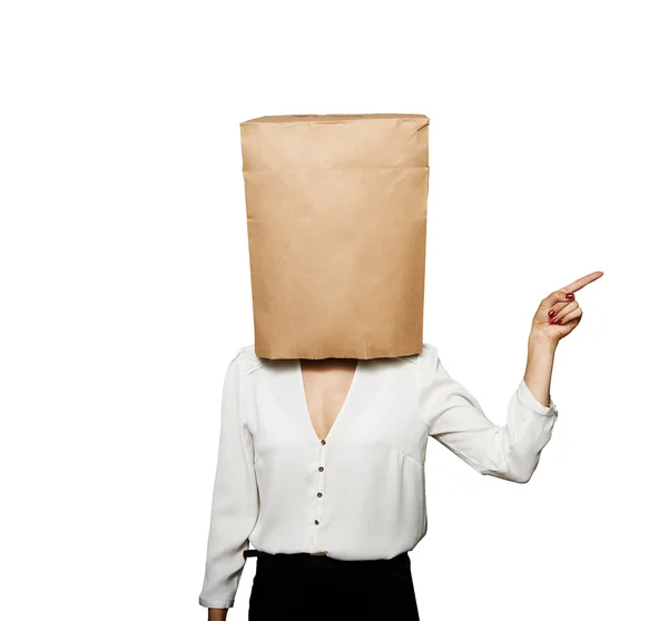 Geschäftsfrau mit Papiertüte — Stockfoto