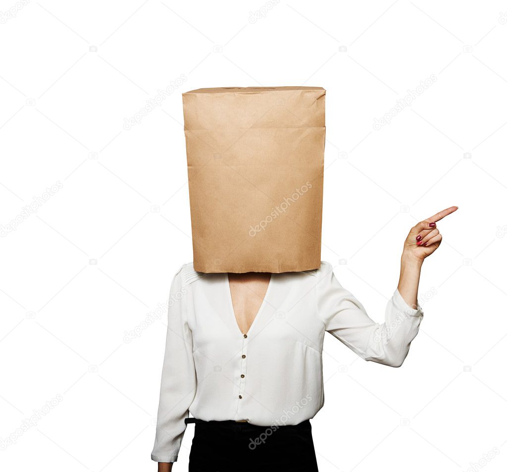 businesswoman with paper bag