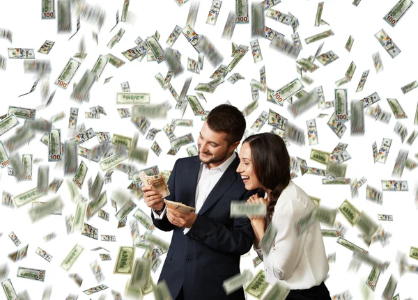 Man and woman counting money — Stock Photo, Image