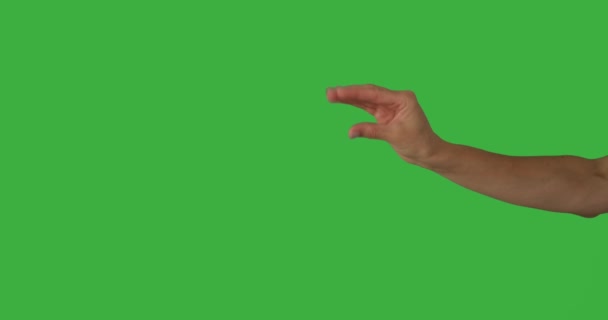 Vrouw die bla bla bla hand teken over groen scherm — Stockvideo