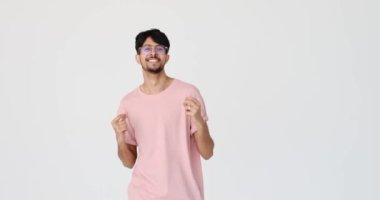 Young man singing and dancing