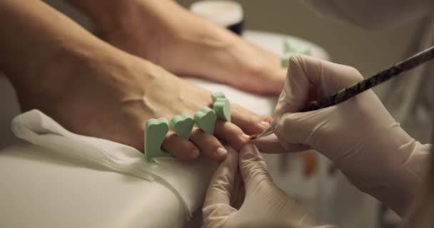 Woman getting pedicure in beauty salon — Αρχείο Βίντεο