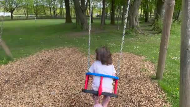 Girl Playing Swing Park — Stock Video