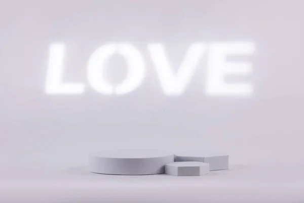 Graue Hintergrund Mit Einer Liebe Weißen Text Hinter Für Produktwerbung — Stockfoto