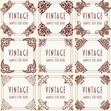 Dekoratif vintage çerçeve kümesi