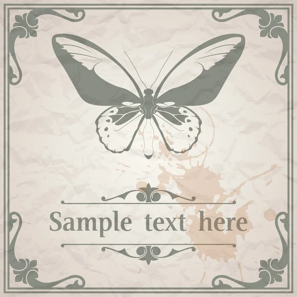 Butterfly on paper background vintage style — Stock Vector