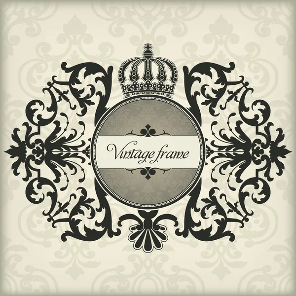 Cornice vintage con corona — Vettoriale Stock