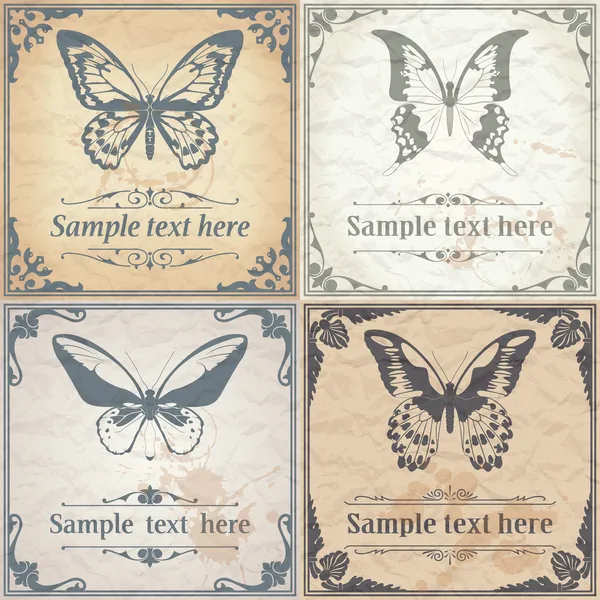 Butterfly on paper background vintage style — Stock Vector