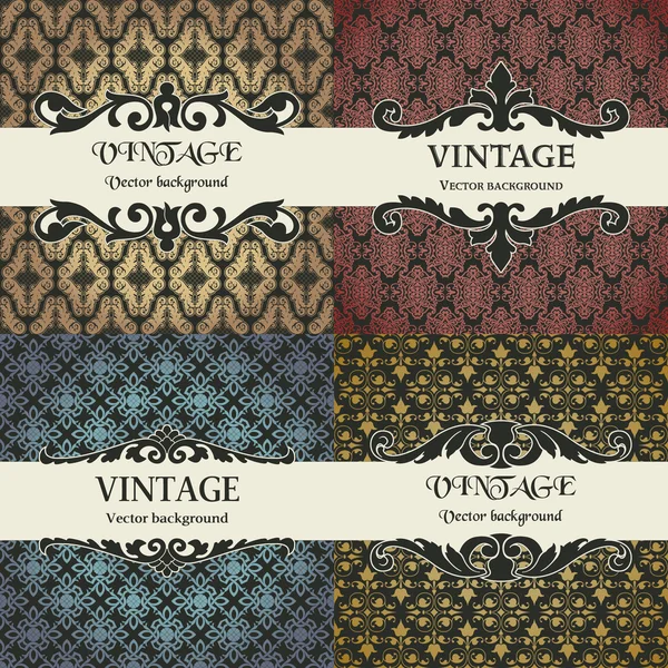 Conjunto de fundo vetor vintage — Vetor de Stock