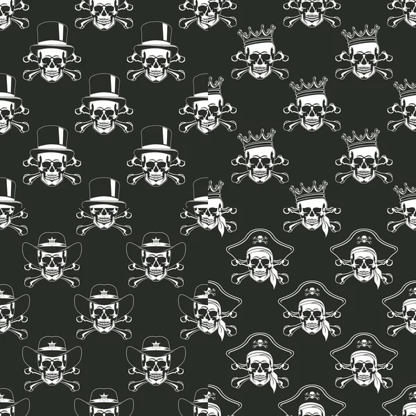 Set of backgrounds Seamless emblems of skulls — Stock Vector