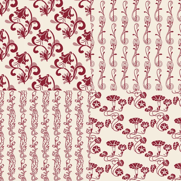 Set van vector naadloze floral achtergrond — Stockvector