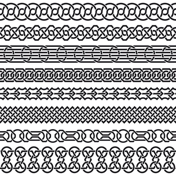 Nahtlose Vintage-Grenzen in Form keltischer Ornamente — Stockvektor