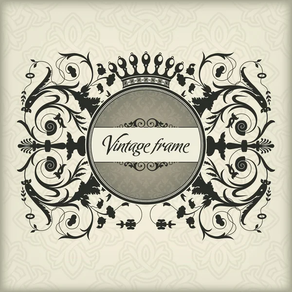 Cornice vintage con corona — Vettoriale Stock