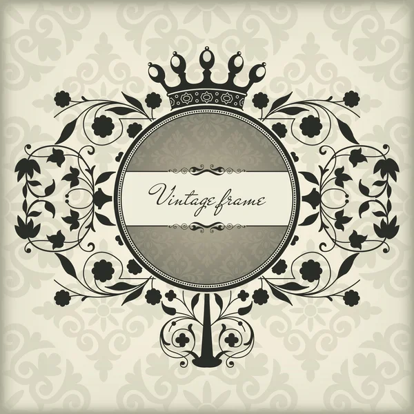 Vintage frame with crown — Stock Vector