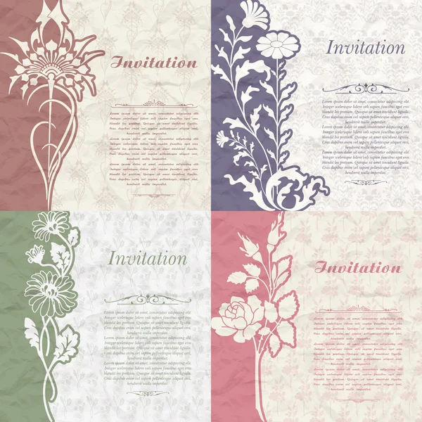 Set of vintage background for the invitation with flowers — Stock Vector