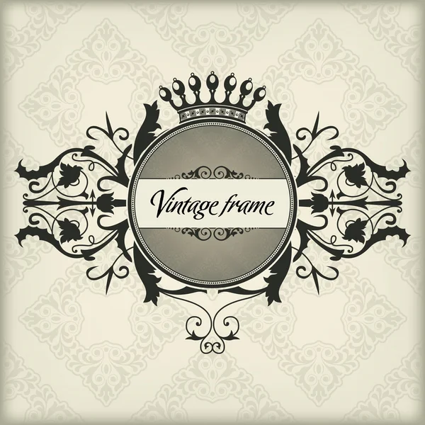 Cadre vintage avec couronne — Image vectorielle