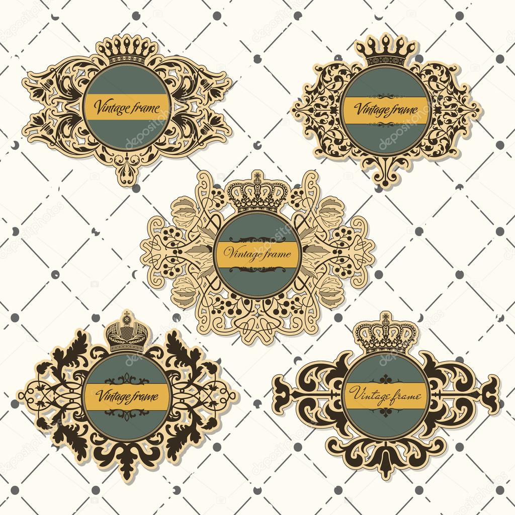 Set of vintage frame with crown