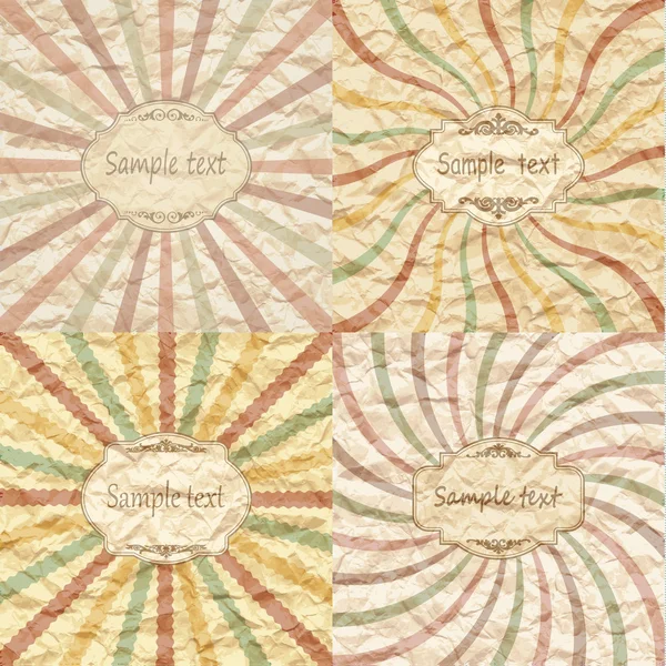 Set of vintage background on crumpled paper — Stock Vector