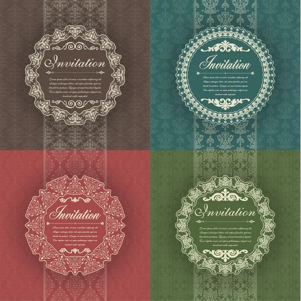 Set of vintage background for invitations — Stock Vector