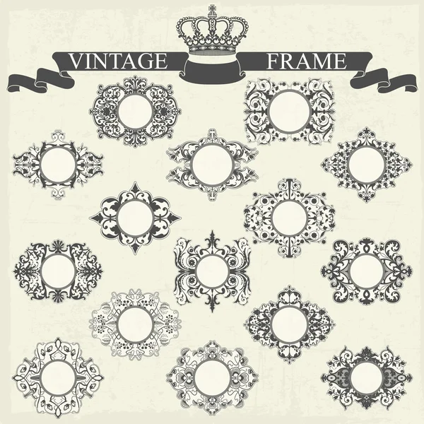 Большой набор винтажных рам — стоковый вектор