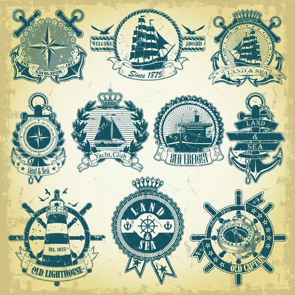 Labels with  nautical theme — Stock Vector