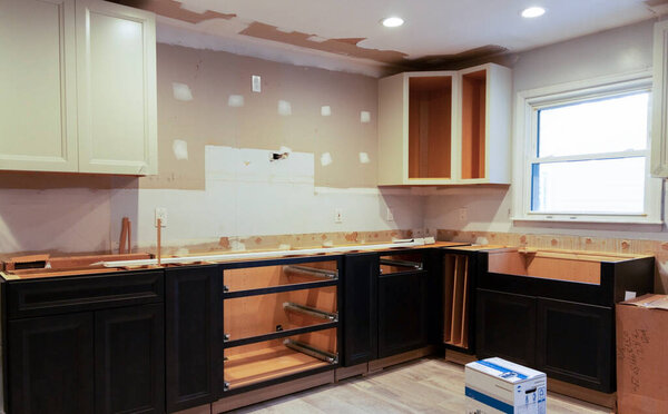 A residential house getting a kitchen remodel during the coronavirus pandemic.