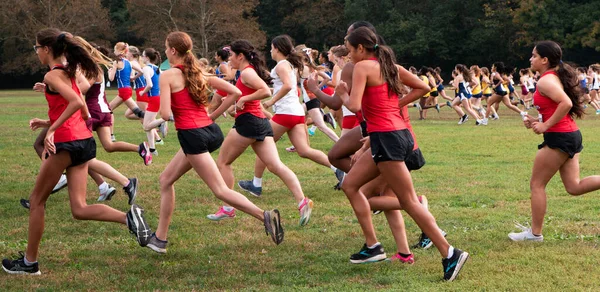 Bronx New York Usa October 2021 High School Girls Running — Fotografia de Stock