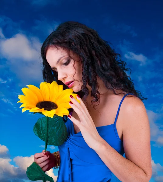 Melancholy, sunflower and sky — Stock Photo, Image