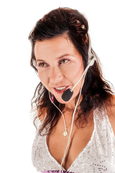 Latin-American woman with a headset Royalty Free Stock Photos