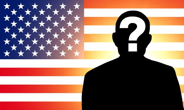 American flag and the silhouette — Stock Photo, Image