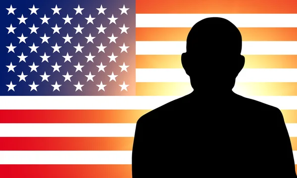 American flag and the silhouette — Stock Photo, Image