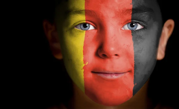 Portrait of a child with a painted German flag — Stock Photo, Image