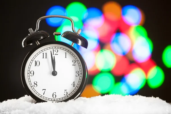 Christmas clock blurred festive background — Stock Photo, Image