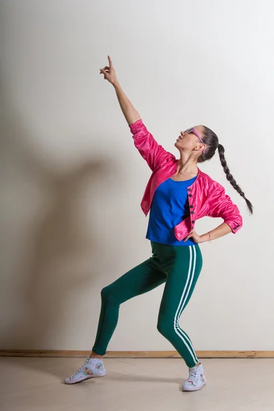 Girl dressed in a disco 80th — Stock Photo, Image