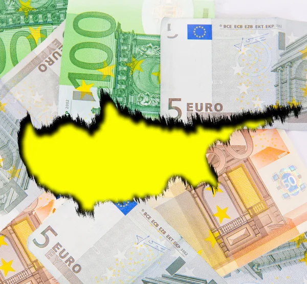 Cyprus on the background of euro money. — Stock Photo, Image