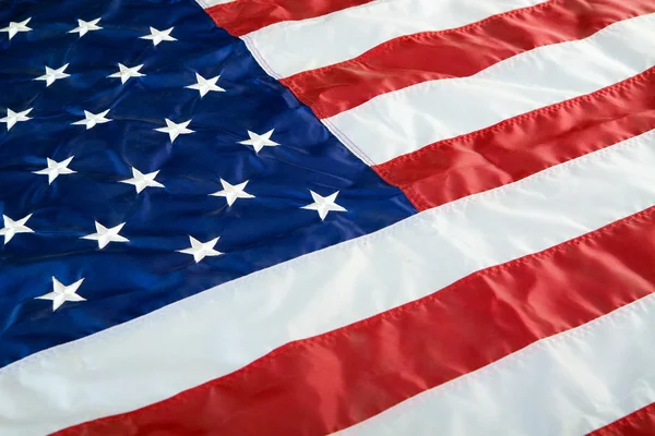 Crumpled, vintage American flag. Real photo. — Stock Photo, Image