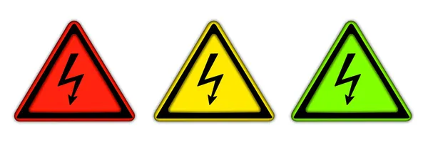 Drie pictogrammen met teken van elektriciteit. — Stockfoto