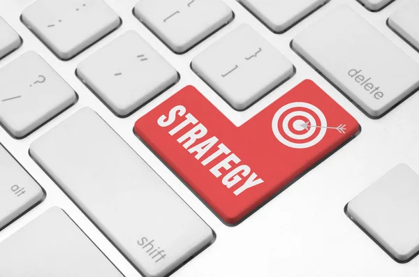Strategy key on the computer keyboard — Stock Photo, Image