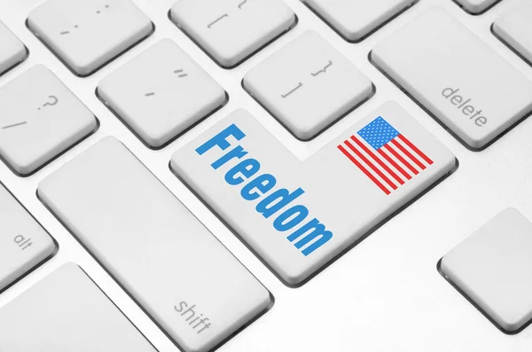 Freedom on the computer keyboard — Stock Photo, Image