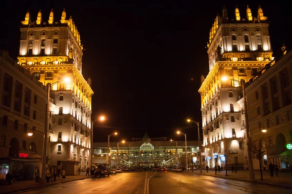 Two towers on Railway station in Minsk — Stock Photo, Image