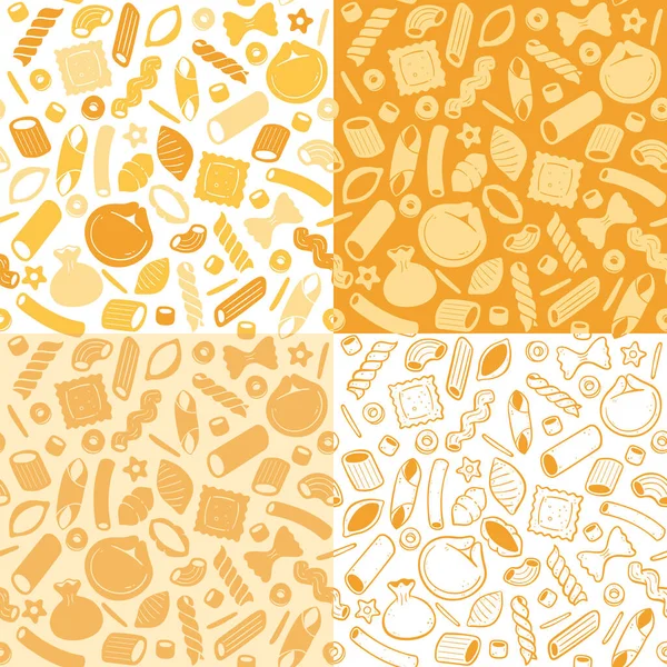 Italian Pasta Seamless Pattern Collection Food Ingredients Cooking Illustration Colorful — Stock Vector