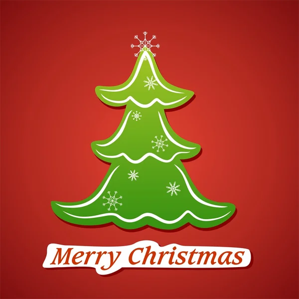 Κάρτα με πράσινο χριστουγεννιάτικο δέντρο — Διανυσματικό Αρχείο