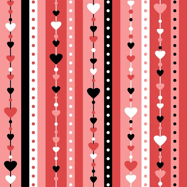 Striped background with hearts — Stock Vector