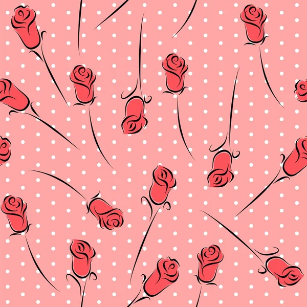 Fundo sem costura com rosas vermelhas — Vetor de Stock