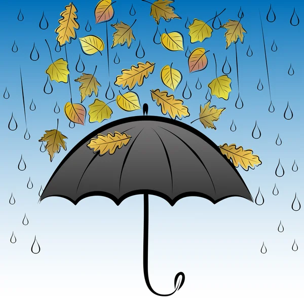 Autumn leaves and umbrella — Stock Vector