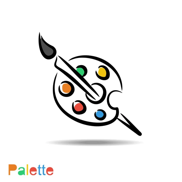 Paleta de colores y pincel artístico — Vector de stock