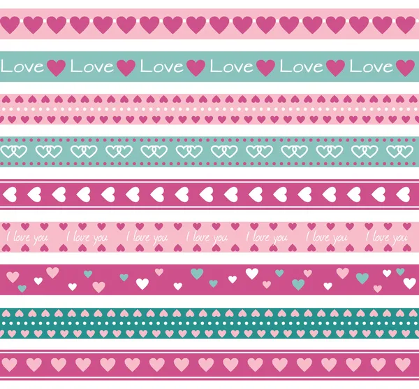 Borders with hearts — Stock Vector