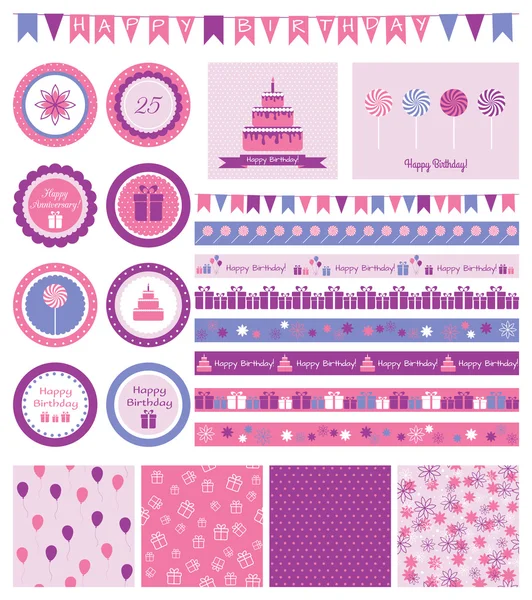 Set of birthday design elements. — Stock Vector